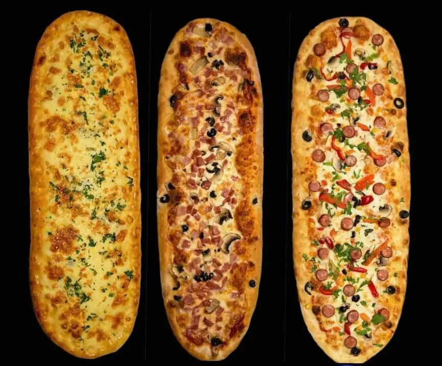 Trei sortimente de pizza artizanală la metru Pizzeria Gondola